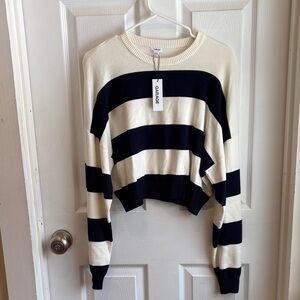 Garage Black and Cream Striped Sweater